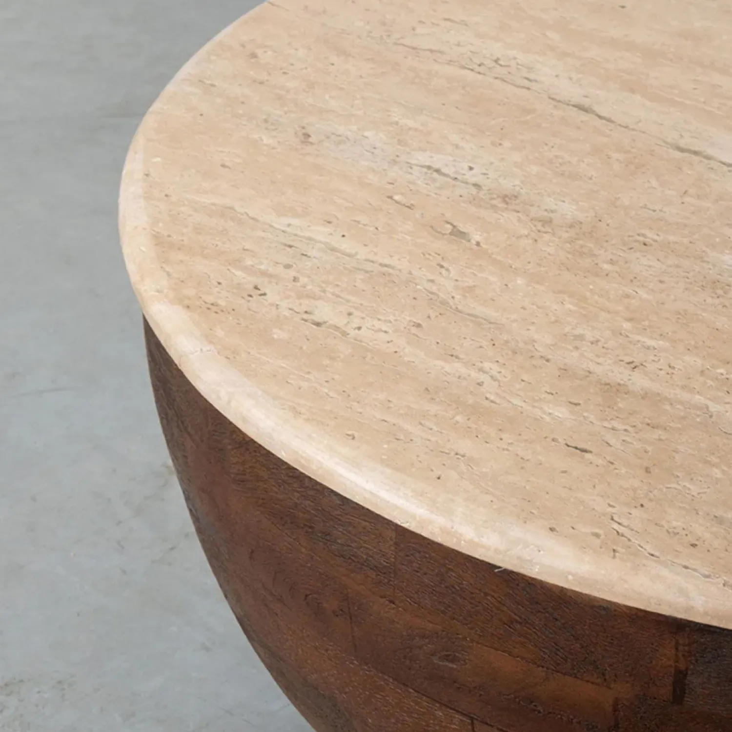 Label51 Salontafels|Bowl Salontafel rond Espresso Travertin 70 cm