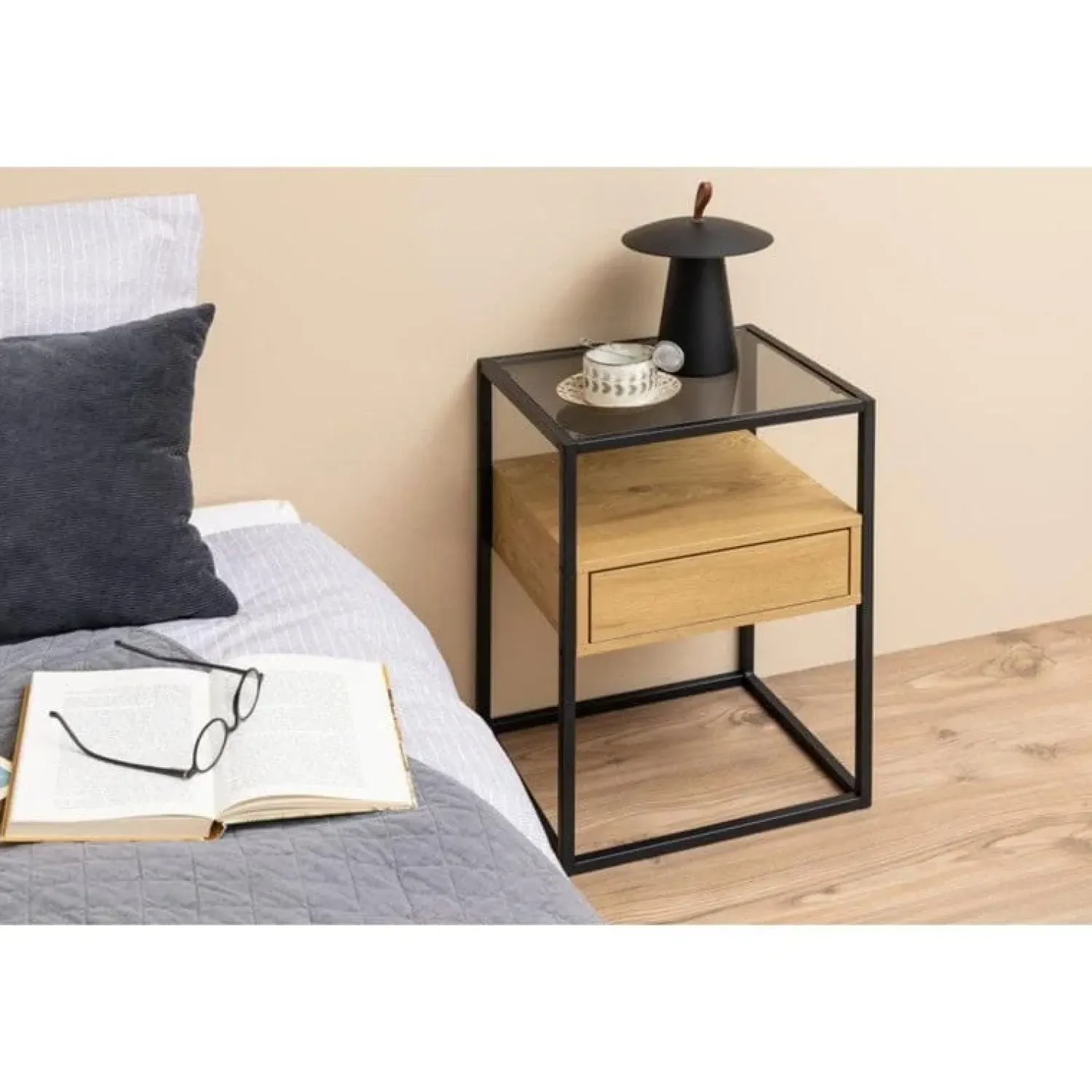 Nordhavn Nachtkastjes|Industriele Kasten|Brannor Nachtkastje Naturel 40cm