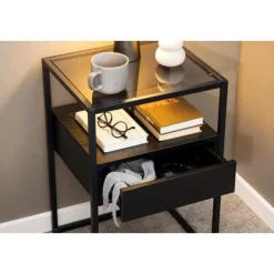 Nordhavn Nachtkastjes|Industriele Kasten|Brannor Nachtkastje Zwart 40cm