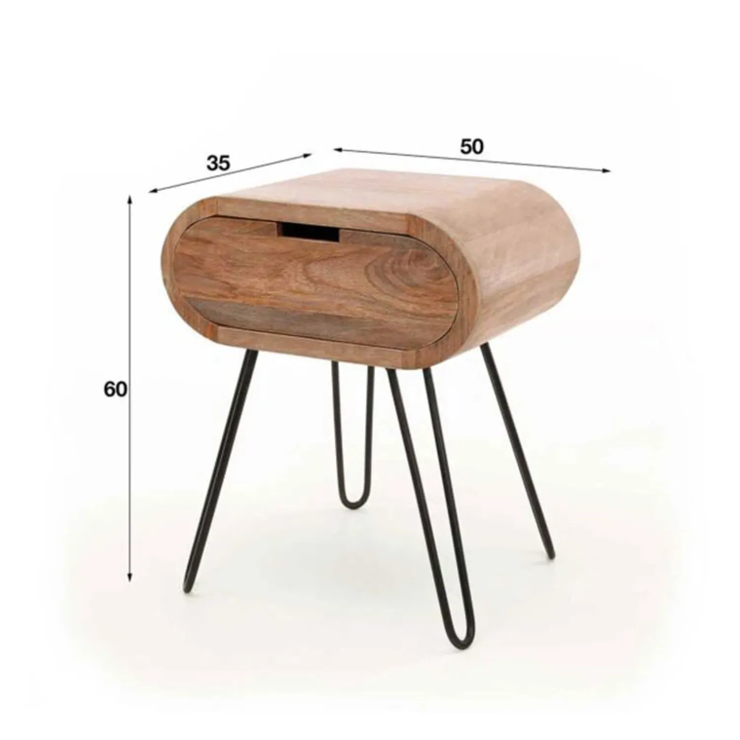 Kalfort Industriele Kasten|Nachtkastjes|Bravi houten nachtkastje industrieel 50cm