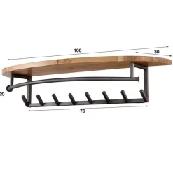 Kalfort Kapstokken|Bravo Kapstok rond 8 haken Acaciahout 100cm