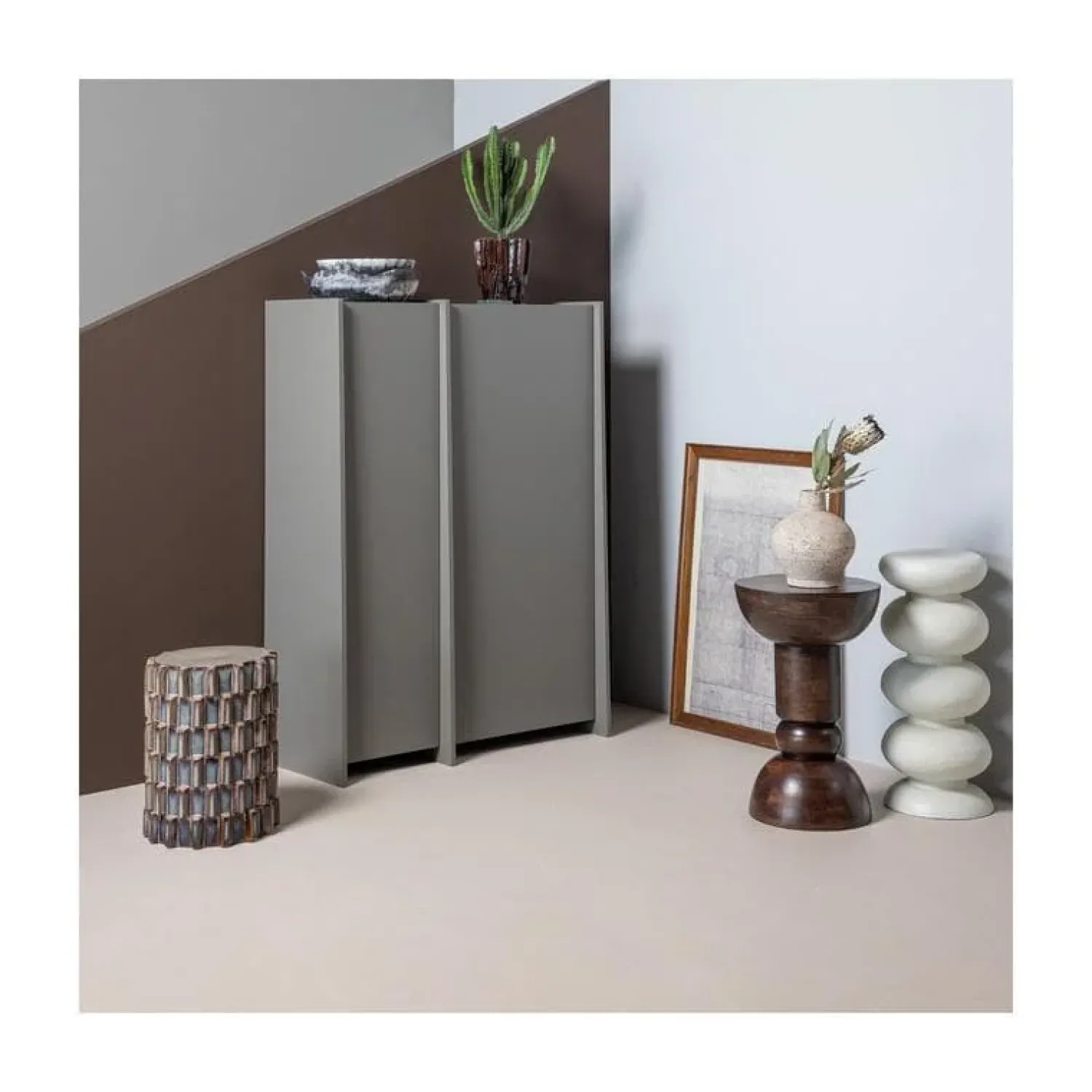 WOOOD Bijzettafels|Brilo Bijzettafel rond Creme 29cm