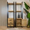 Furndea Vakkenkasten|Boekenkasten|Britt boekenkast industrieel mangohout 1 deur