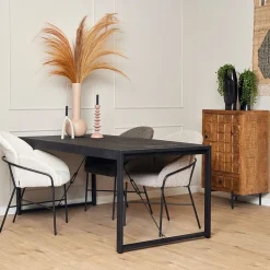 Furndea Eettafels|Britt eettafel industrieel mangohout zwart 140cm