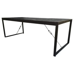 Furndea Eettafels|Britt eettafel industrieel mangohout zwart 140cm