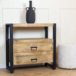 Furndea Ladenkasten|Industriele Kasten|Britt 2 ladekast mangohout 80cm