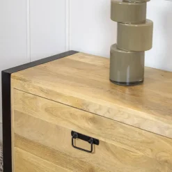 Furndea Ladenkasten|Industriele Kasten|Britt Ladenkast 3 lades mangohout 80cm