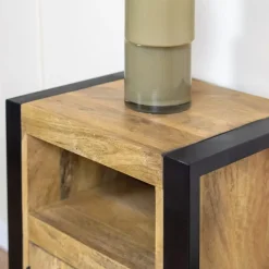 Furndea Nachtkastjes|Industriele Kasten|Britt Nachtkastje naturel deur rechts 45cm