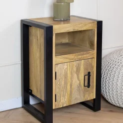 Furndea Nachtkastjes|Industriele Kasten|Britt Nachtkastje naturel deur rechts 45cm