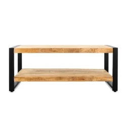 Furndea Salontafels|Britt salontafel industrieel mangohout 110cm met onderblad