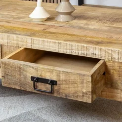 Furndea Salontafels|Britt salontafel industrieel mangohout met lades 120cm
