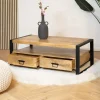 Furndea Salontafels|Britt salontafel industrieel mangohout met 4 lades 120cm