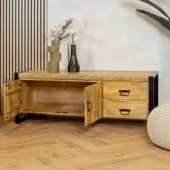 Furndea Industriele Kasten|Tv Meubels|Britt Tv meubel 2 deuren 2 lades Mangohout 150cm