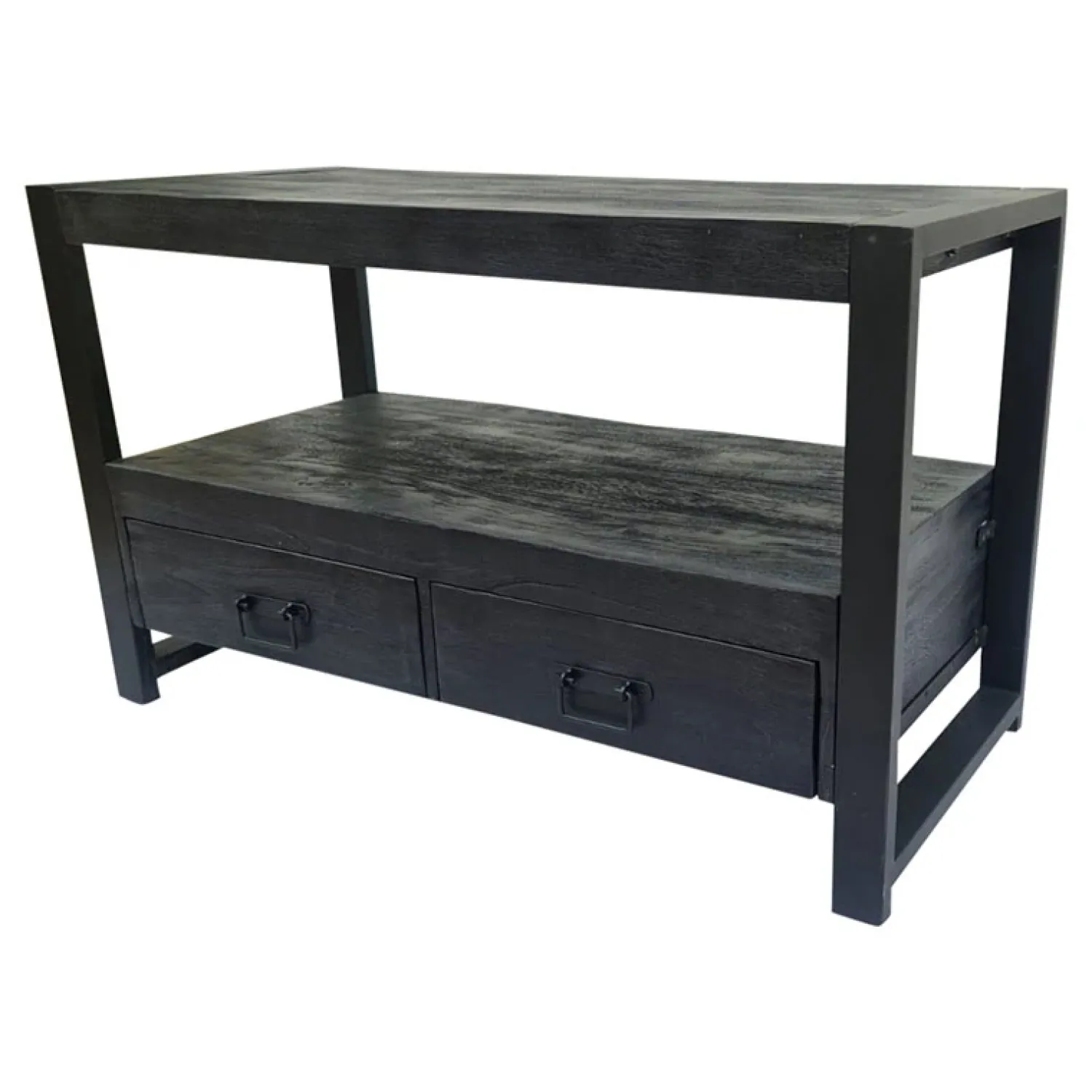 Furndea Industriele Kasten|Tv Meubels|Britt tv meubel industrieel mangohout zwart 100cm