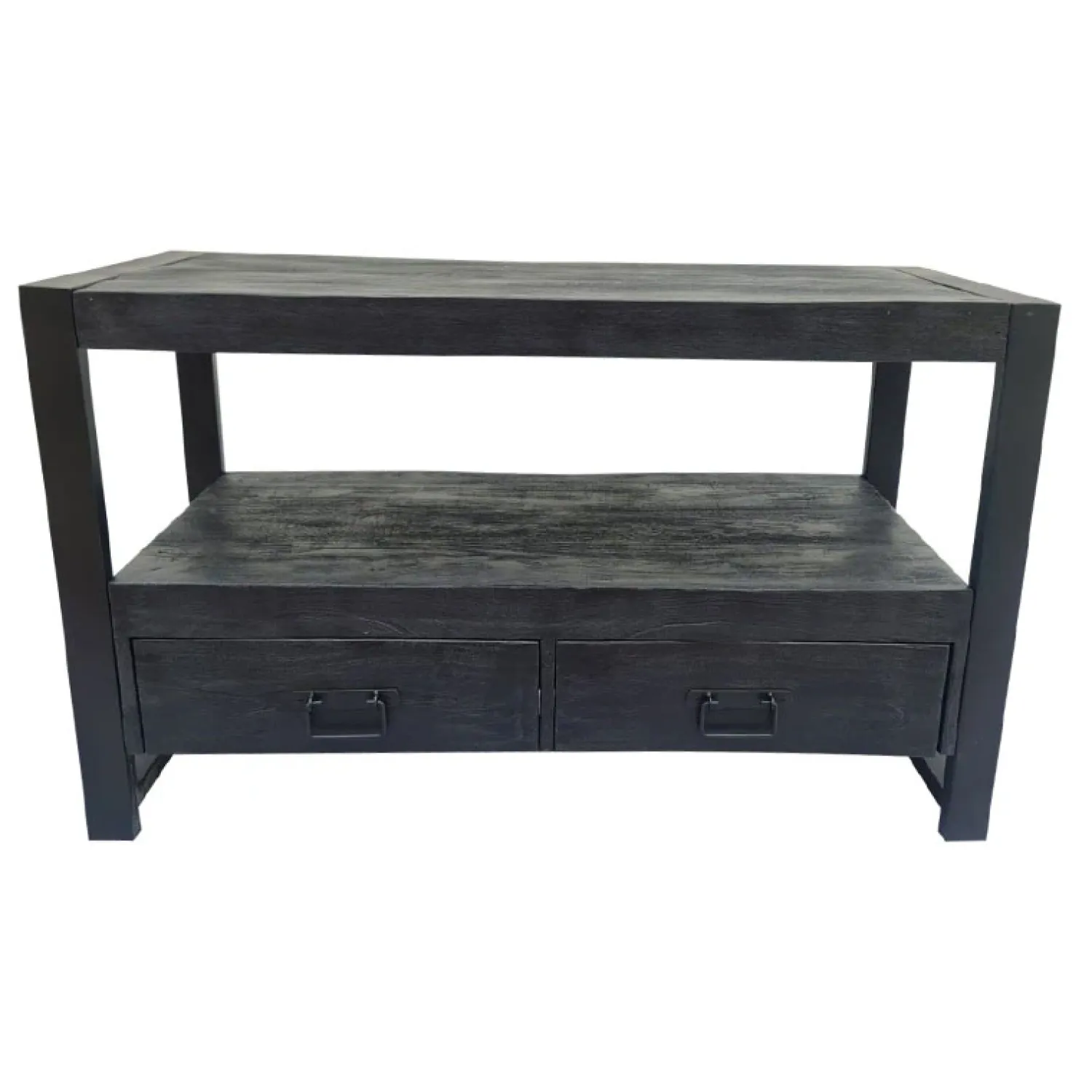 Furndea Industriele Kasten|Tv Meubels|Britt tv meubel industrieel mangohout zwart 100cm