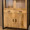 Furndea Vitrinekasten|Industriele Kasten|Britt vitrinekast industrieel mangohout 115cm