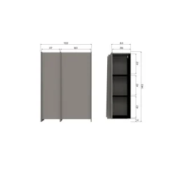 WOOOD Industriele Kasten|Kledingkasten|Brock Kledingkast 2-deurs Essen fineer Warmgrijs 102cm