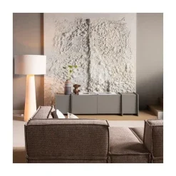 WOOOD Industriele Kasten|Tv Meubels|Brock Tv meubel Essen fineer Warmgrijs 200cm