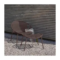 WOOOD Tuinstoelen|Bruce Tuin loungestoel met hocker paars/bruin