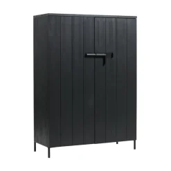 WOOOD Wandkasten|Industriele Kasten|Bruut 2-deurs Wandkast grenen zwart 100cm