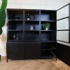 Cavetown Wandkasten|Vitrinekasten|Buffetkast industrieel Trevor zwart 180cm