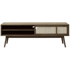 LykkeHome Industriele Kasten|Tv Meubels|Burcei TV meubel donkerbruin eikenhoutfineer 150cm