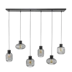 Kalfort Hanglampen|Cage 6-lichts Hanglamp Charcoal zwart