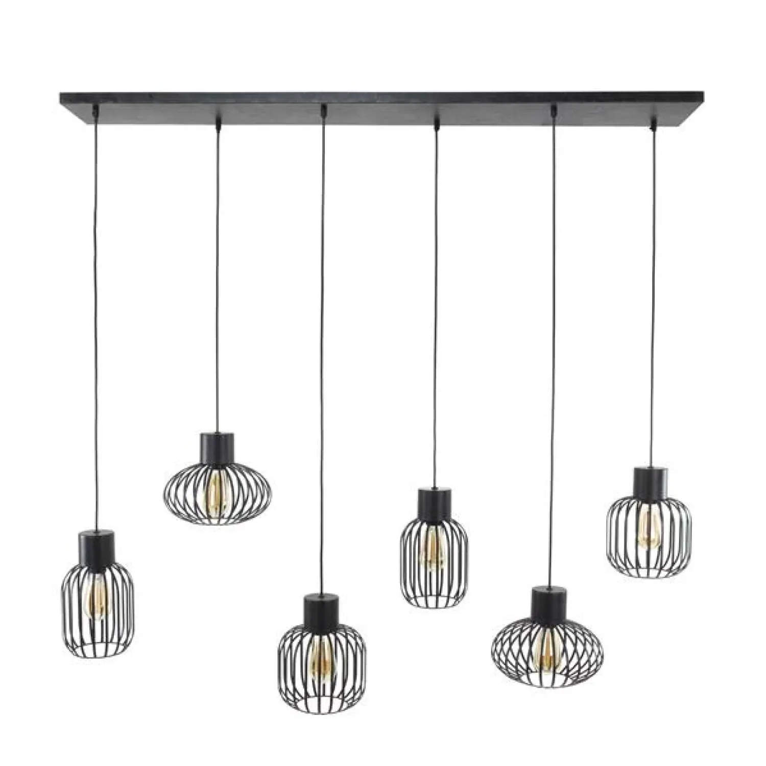 Kalfort Hanglampen|Cage 6-lichts Hanglamp Charcoal zwart