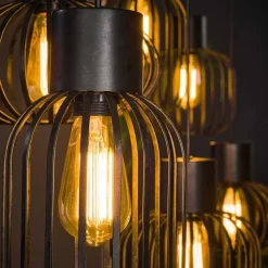 Kalfort Hanglampen|Cage 6-lichts Hanglamp Charcoal zwart