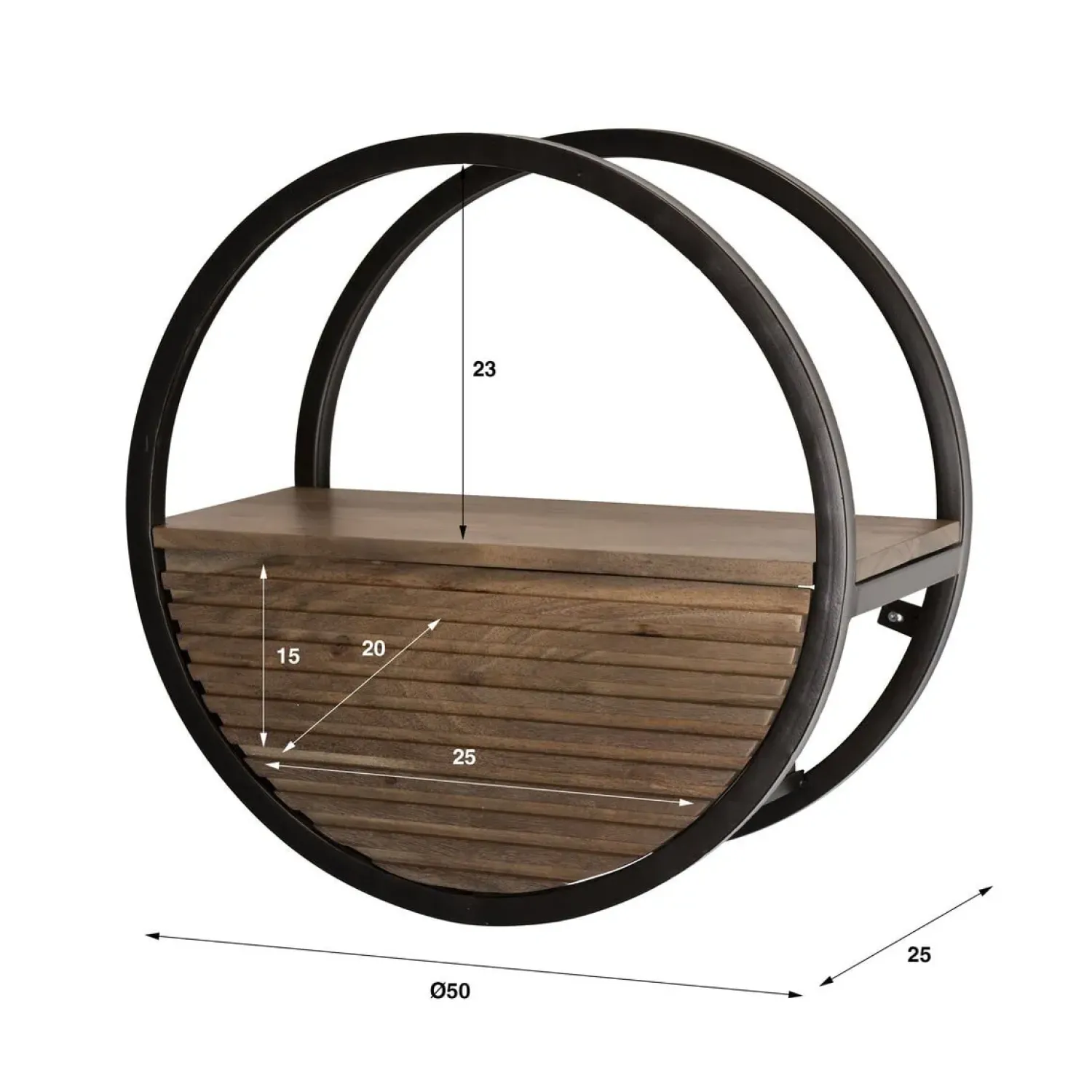 Kalfort Wandrekken|Wandrekken|Calro Wandrek 1 lade Acaciahout bruin 50cm