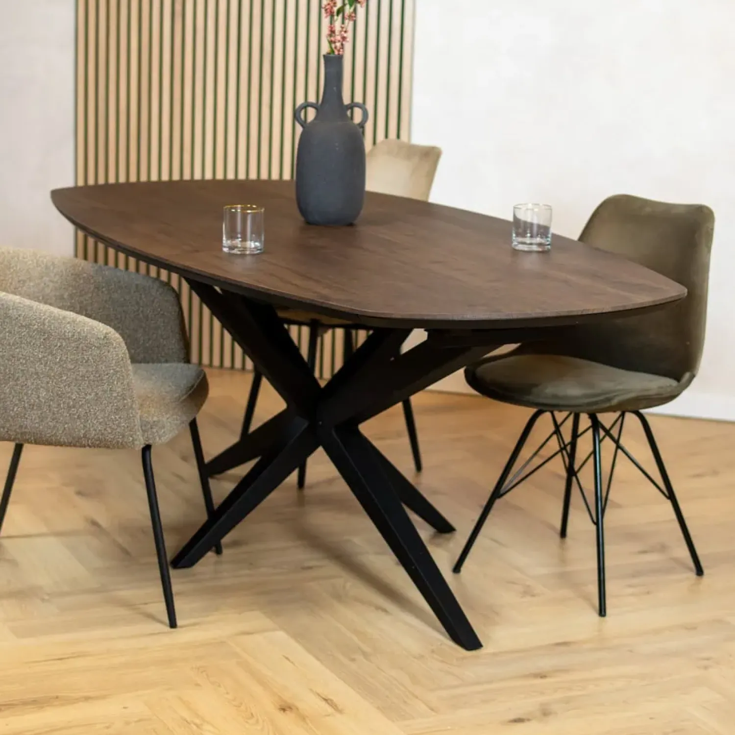 Maison Madera Eettafels|Calvenza uitschuifbare Eettafel Deens ovaal 200/257cm - Zelf samenstellen