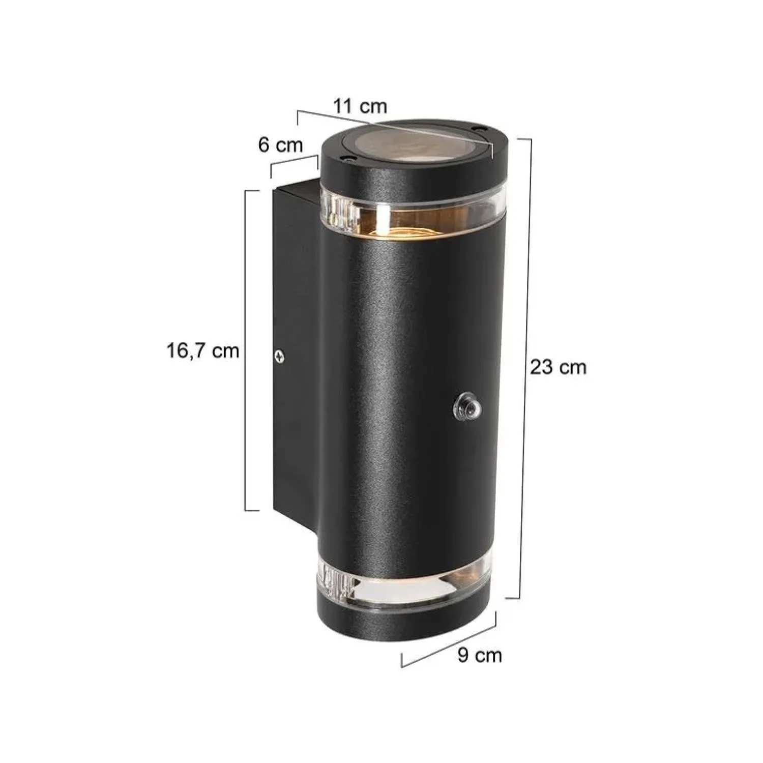 Steinmex Buitenverlichting|Carcer 2-lichts Buitenlamp rond Zwart Schemer sensor