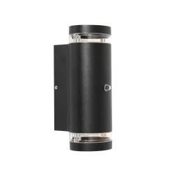 Steinmex Buitenverlichting|Carcer 2-lichts Buitenlamp rond Zwart Schemer sensor