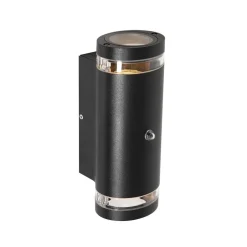 Steinmex Buitenverlichting|Carcer 2-lichts Buitenlamp rond Zwart Schemer sensor