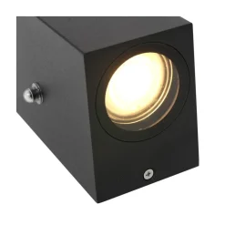Steinmex Buitenverlichting|Carcer 2-lichts Buitenlamp vierkant Zwart Schemer sensor