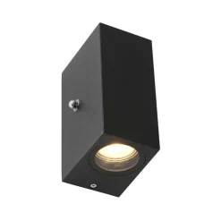 Steinmex Buitenverlichting|Carcer 2-lichts Buitenlamp vierkant Zwart Schemer sensor