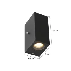 Steinmex Buitenverlichting|Carcer 2-lichts Buitenlamp vierkant Zwart Schemer sensor