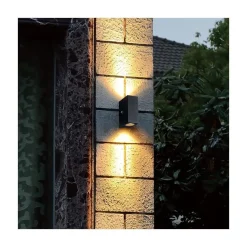 Steinmex Buitenverlichting|Carcer 2-lichts Buitenlamp vierkant Zwart Schemer sensor