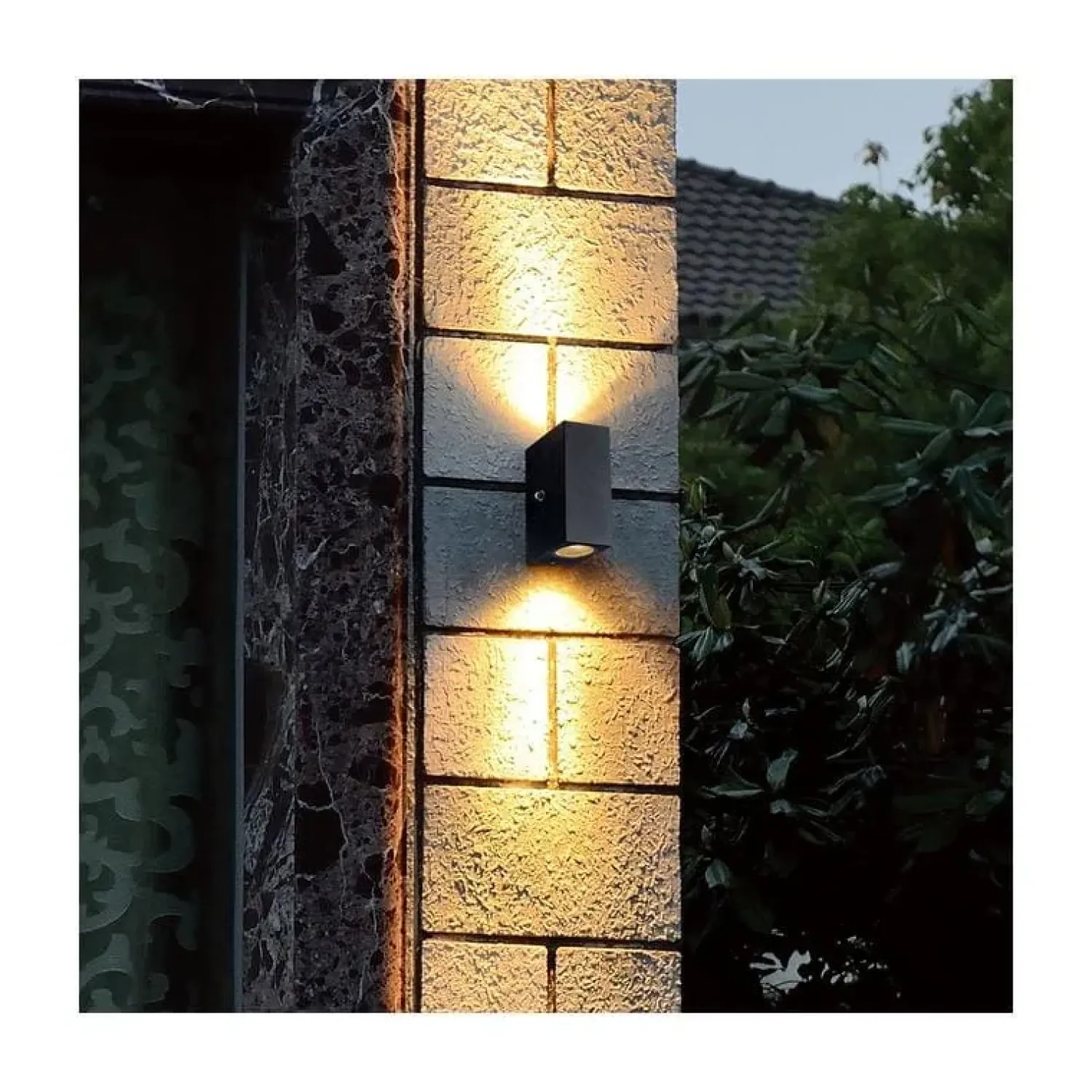 Steinmex Buitenverlichting|Carcer 2-lichts Buitenlamp vierkant Zwart Schemer sensor