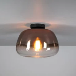 Kalfort Plafondlampen|Carlos 1-lichts Plafondlamp Koper glas