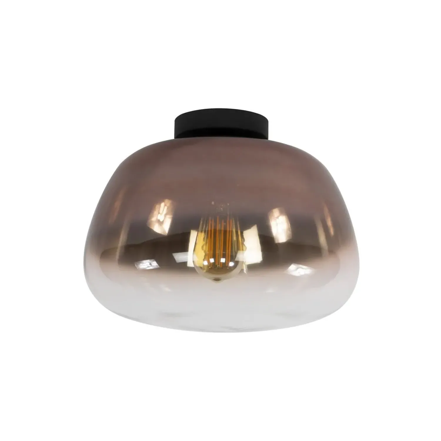 Kalfort Plafondlampen|Carlos 1-lichts Plafondlamp Koper glas