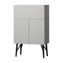 WOOOD Wandkasten|Industriele Kasten|Carved Organic Drankkast mangohout grijs 90cm