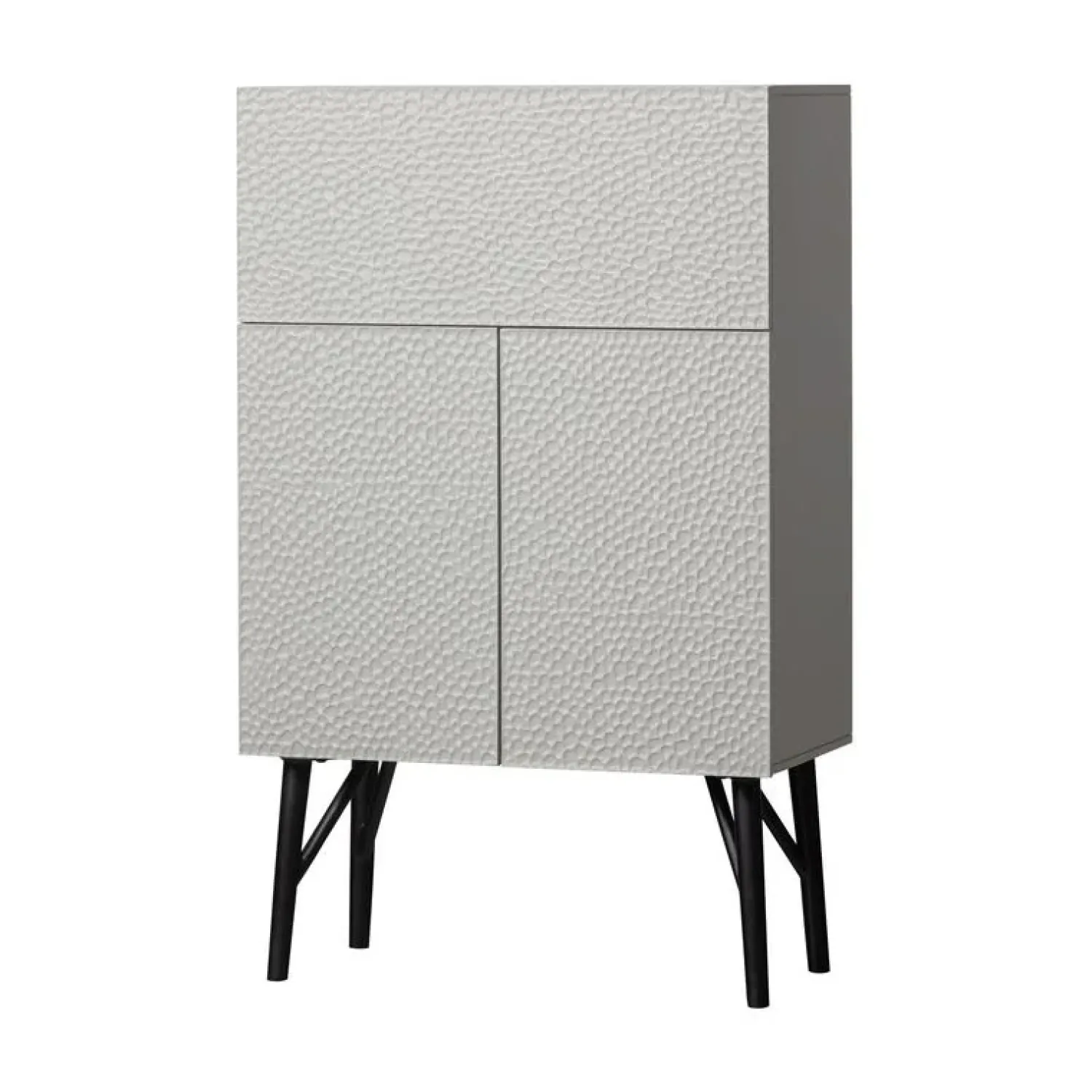 WOOOD Wandkasten|Industriele Kasten|Carved Organic Drankkast mangohout grijs 90cm