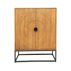 Livingfurn Wandkasten|Industriele Kasten|Carved Wandkast Naturel 140cm