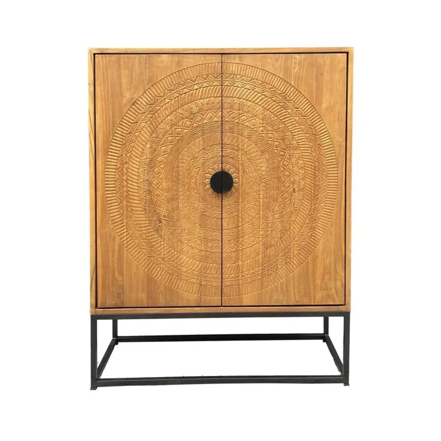 Livingfurn Wandkasten|Industriele Kasten|Carved Wandkast Naturel 140cm