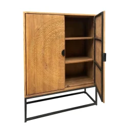 Livingfurn Wandkasten|Industriele Kasten|Carved Wandkast Naturel 140cm