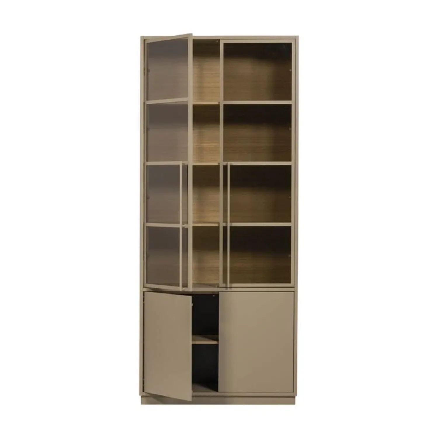 WOOOD Vitrinekasten|Industriele Kasten|Casa Buffetkast grenen mud 101 cm