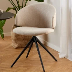Nordhavn Eetkamerstoelen|Casaro Eetkamerstoel Lichtbeige met zwarte poot