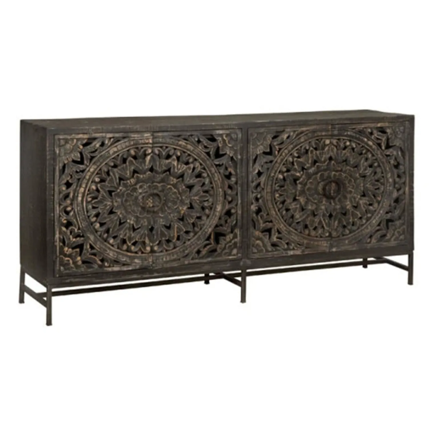 Tower living Dressoirs|Industriele Kasten|Casina Dressoir 4 drs zwart 200cm