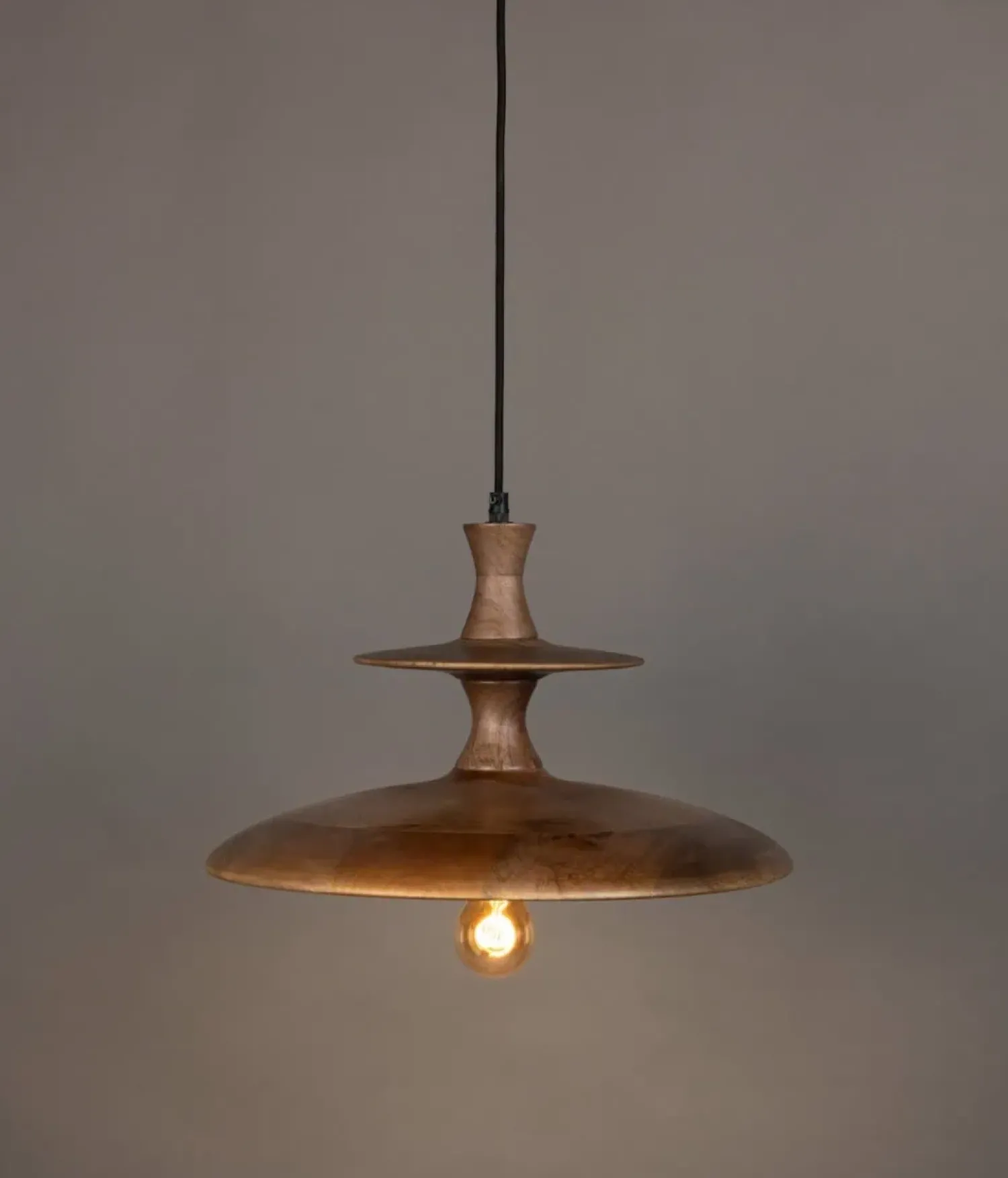 Dutchbone Hanglampen|Cath 1-lichts Hanglamp Large Walnoot